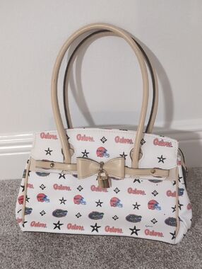 Ladies Beige-Trim White Graphic Satchel - Florida Gators Print